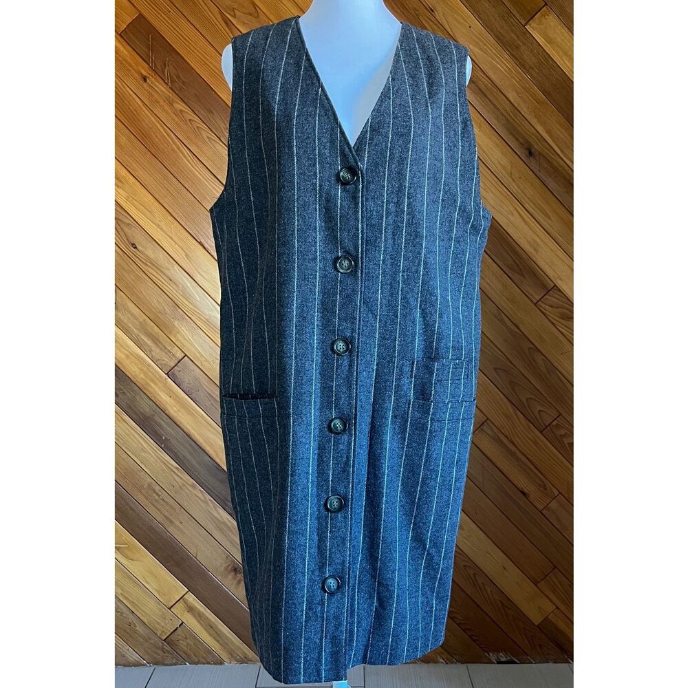Vintage Pinstripe Button Front Shift Dress